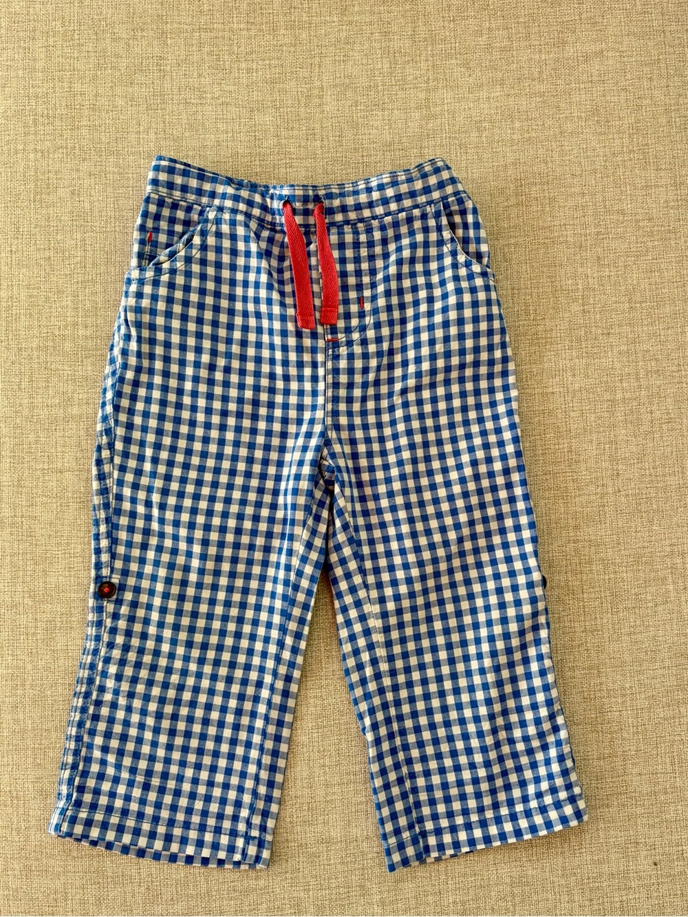 Mini Boden Blue Gingham Pants - Size 18-24m